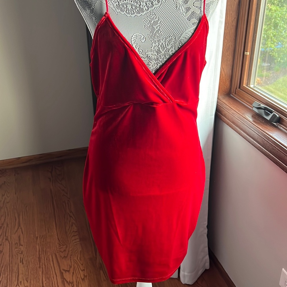Red suede cocktail Dress
